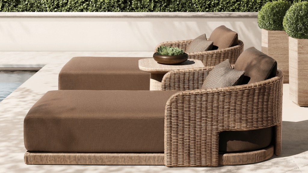 rattan chaise by RH