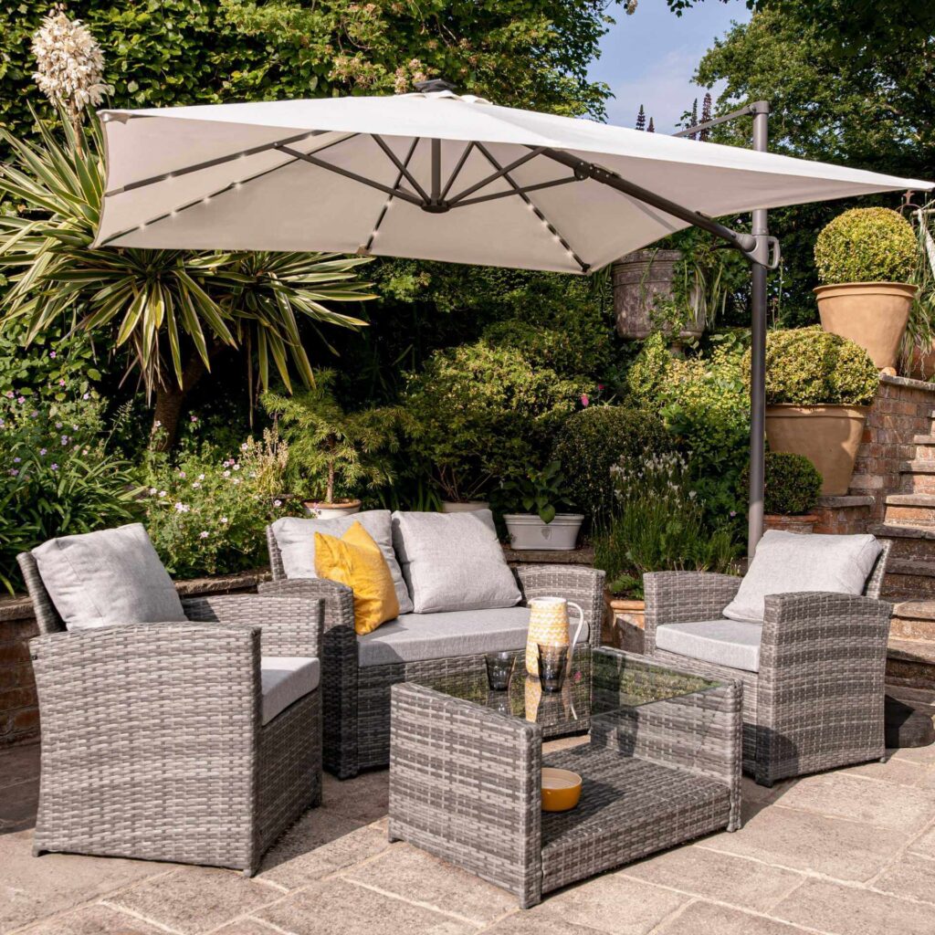 Rattan Furniture Under The Protection of Parasol