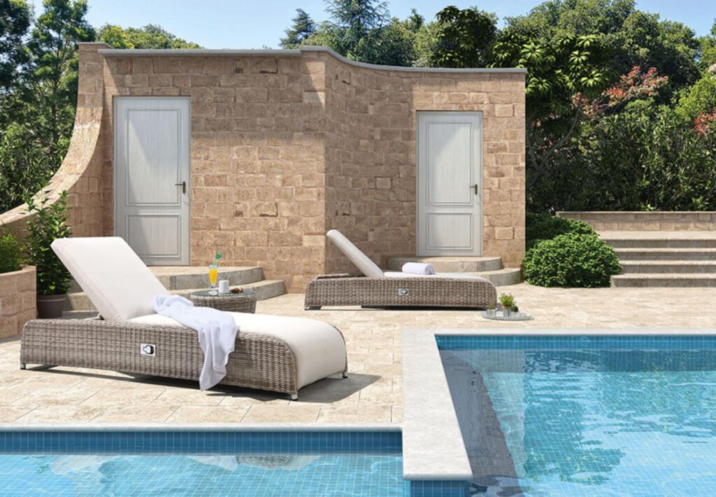 Rattan Sun Lounger by the Poolside