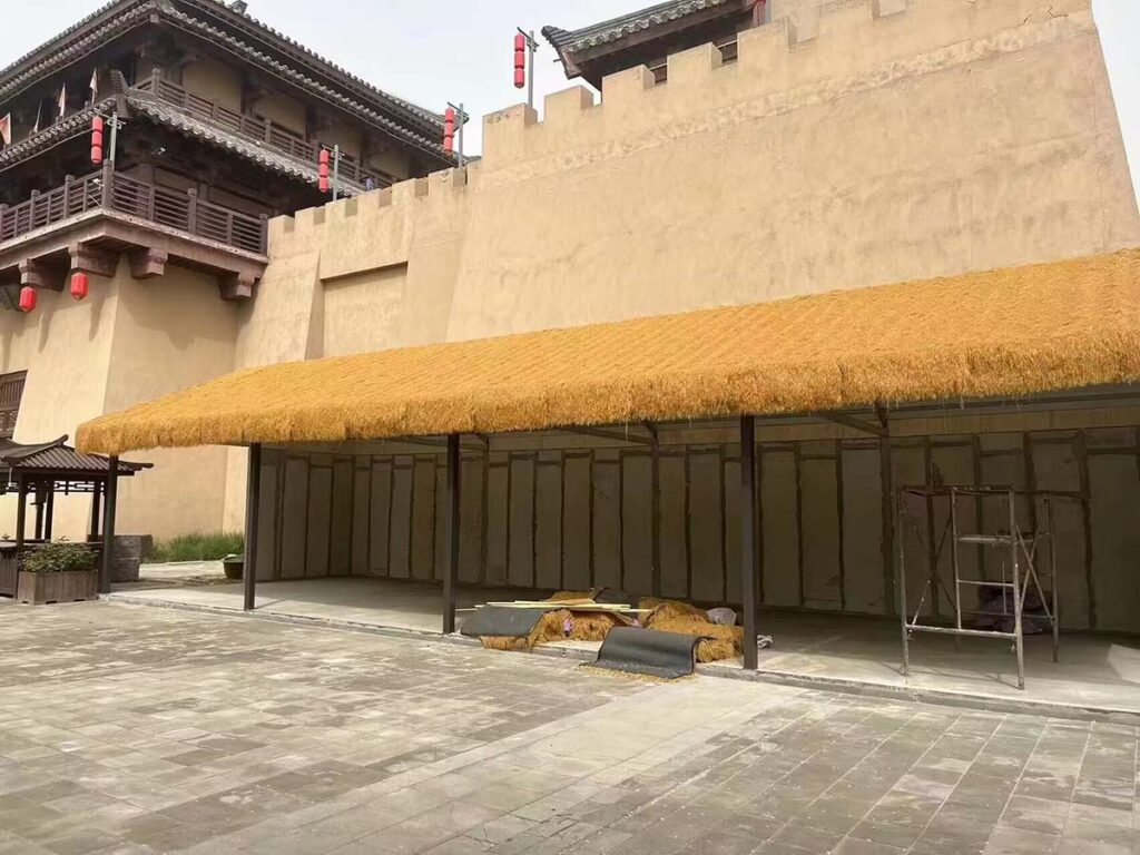 Pergola covered with Synthetic Thatch