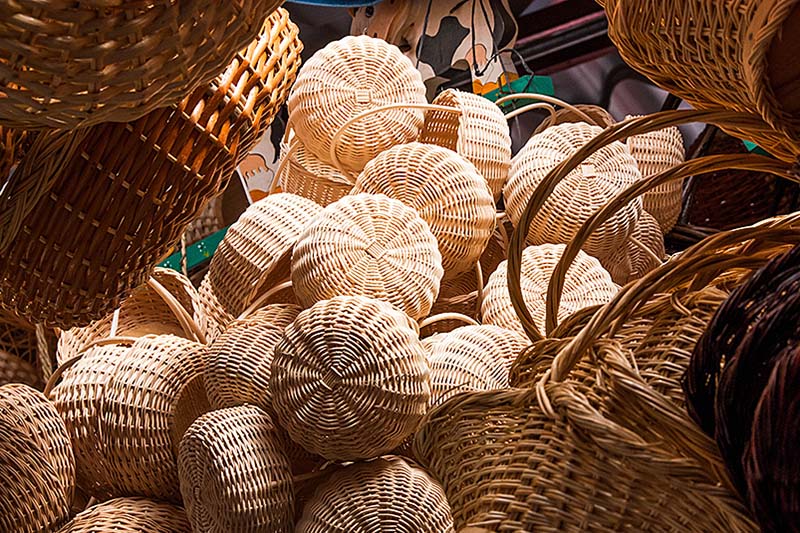 Round reed rattan baskets