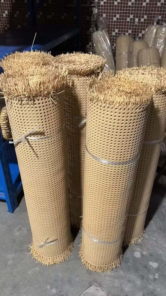 Finished rattan webbing rolls for indoor furniture and decorative applications